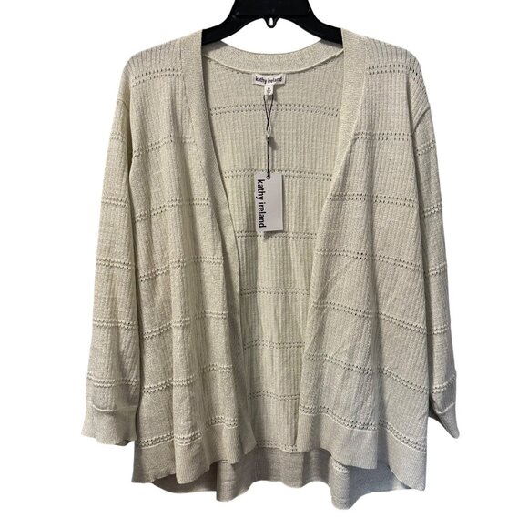 Kathy Ireland Womens Open Front Cardigan 3X Beige/Golf Rayon & Polyester Blend K - Picture 10 of 11